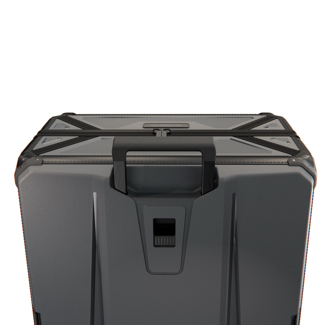 Top of the anthracite FOLDPACS suitcase with recessed carry handle